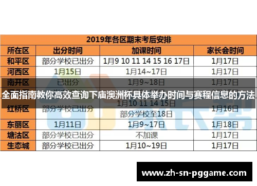 全面指南教你高效查询下庙澳洲杯具体举办时间与赛程信息的方法 全面指南教你高效查询下庙澳洲杯具体举办时间与赛程信息的方法
